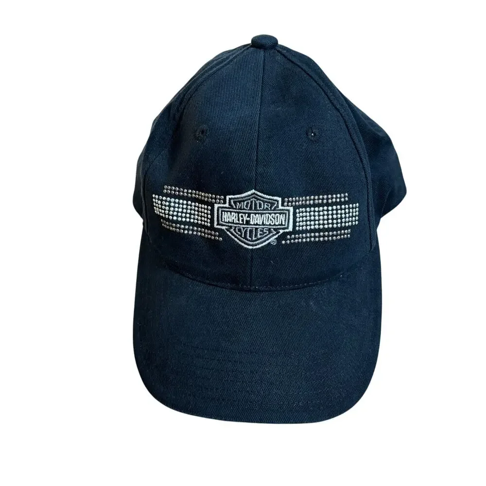 Vintage Harley-Davidson Maui Hawaii Rhinestone Baseball Dad Hat Black OS